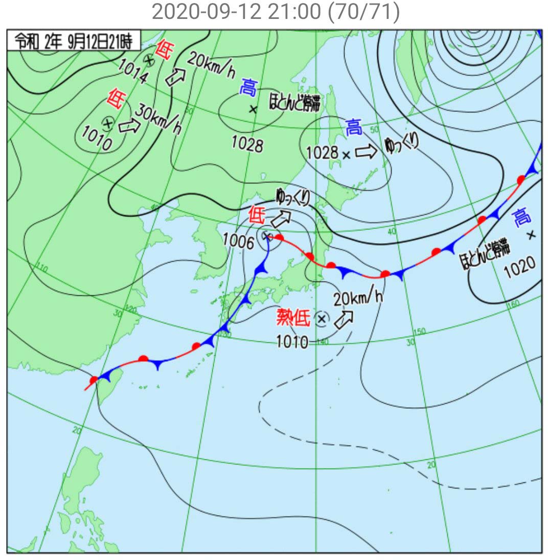 【天気図:秋】登山見送り在宅だったので天気図読み方まとめてみる
